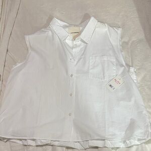 Lucky Brand White Sleeveless Button Down Shirt